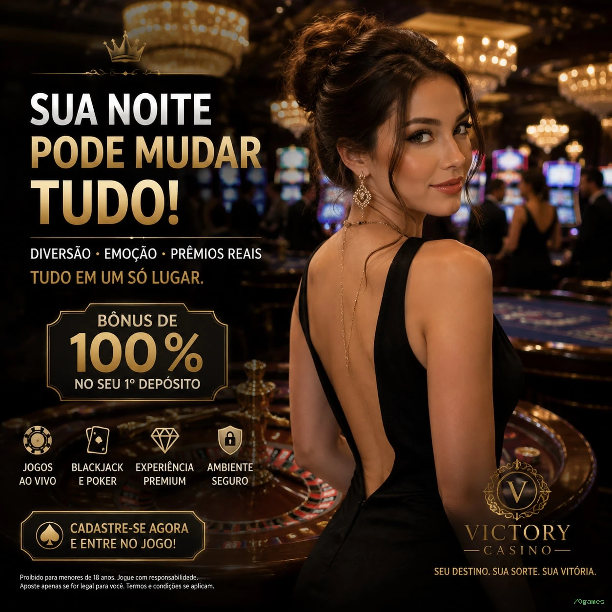 Imagem promocional do login da 70games